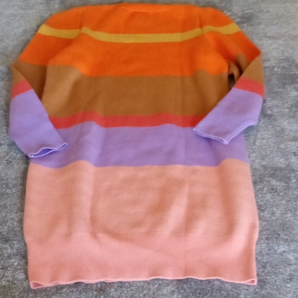 FARM Rio X Anthropologie NWT Puff Sleeve Stripe Sweater Dress - Picture 8 of 8